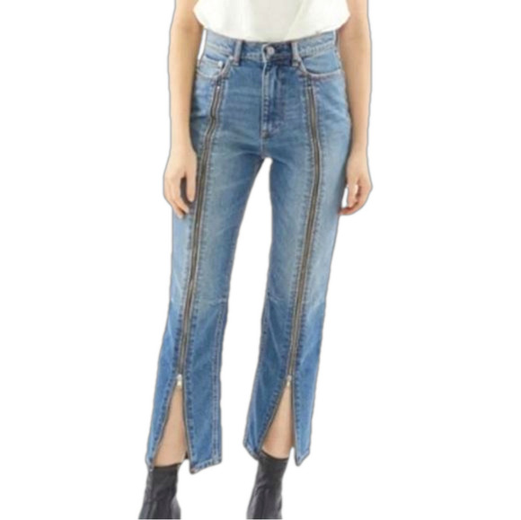 BDG Urban Outfitters NWT Slim Straight High Rise Zip Leg Jeans Size 24 - Picture 1 of 10